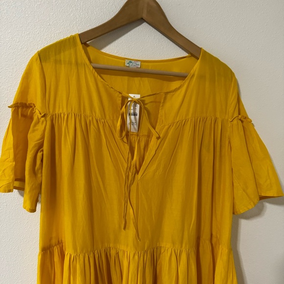 J Crew Tiered Cotton Voile Beach Maxi Dress Yellow Semi Sheer NWT 2021-Small - Picture 4 of 12